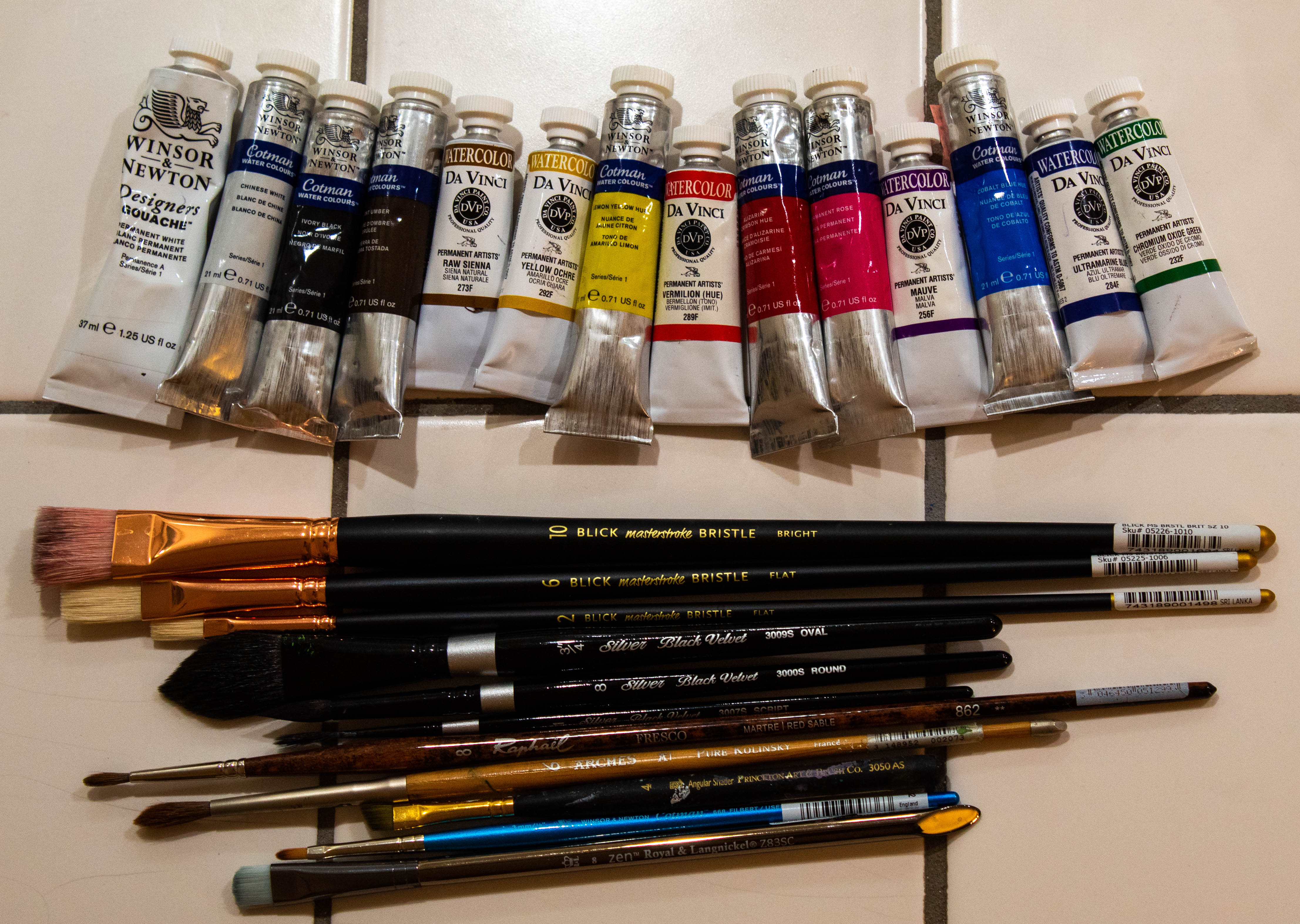 Paints and brushes